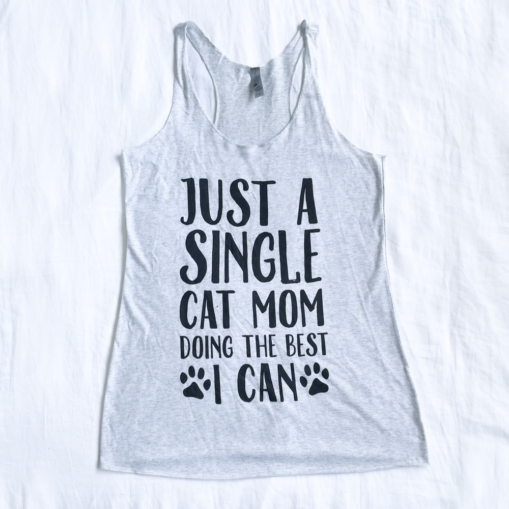 Single Cat Mom Racerback Tank Top - Size Medium